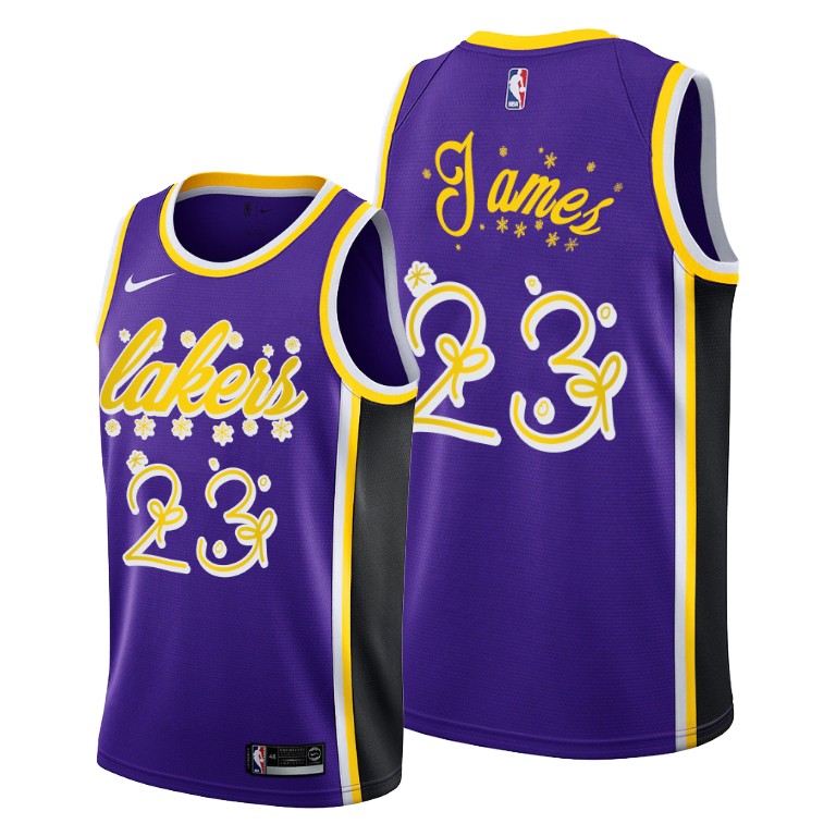 Men's Los Angeles Lakers LeBron James #23 NBA Special Edition Night Festive 2020 Christmas Icon Edition Purple Basketball Jersey BZS7283FS